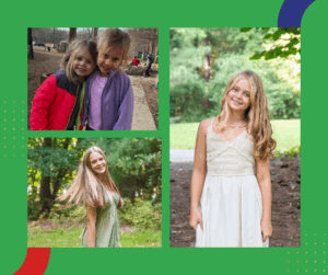 two young girls and images of them when they are older