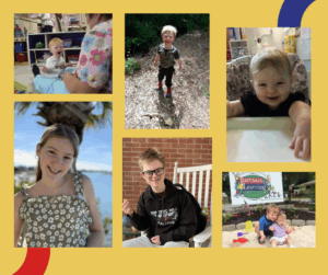 Images of brother and sister at different ages