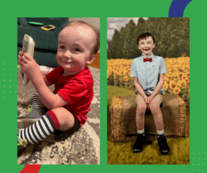 Boy as a baby and as an older boy